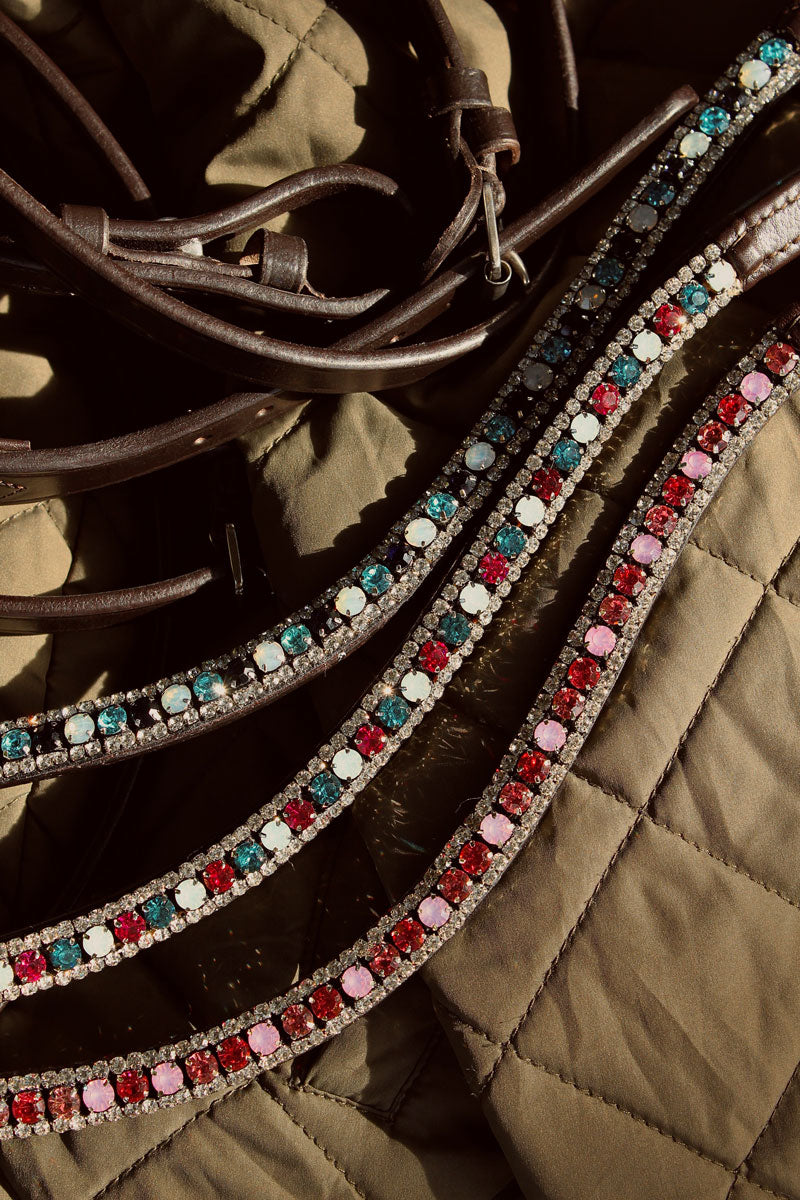 Pink Candy Browband in Black or Brown leather