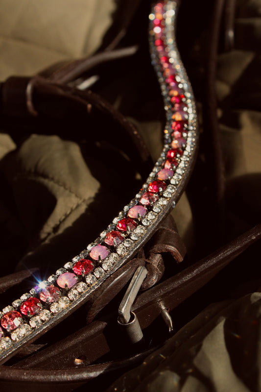 Pink Candy Browband in Black or Brown leather