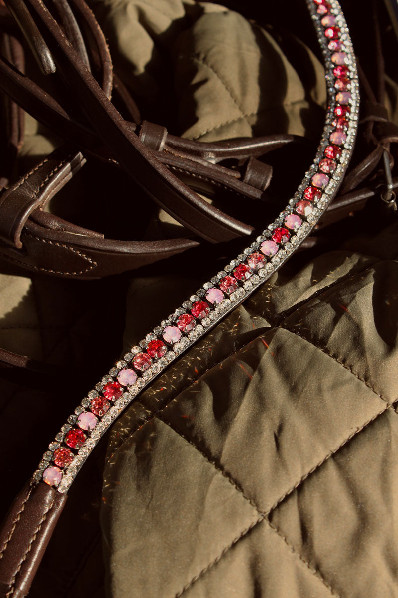 Pink Candy Browband in Black or Brown leather