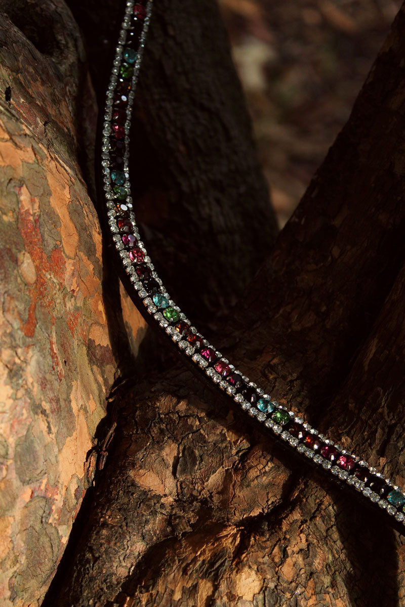 Rainbow Drops Browband in Black or Brown Leather