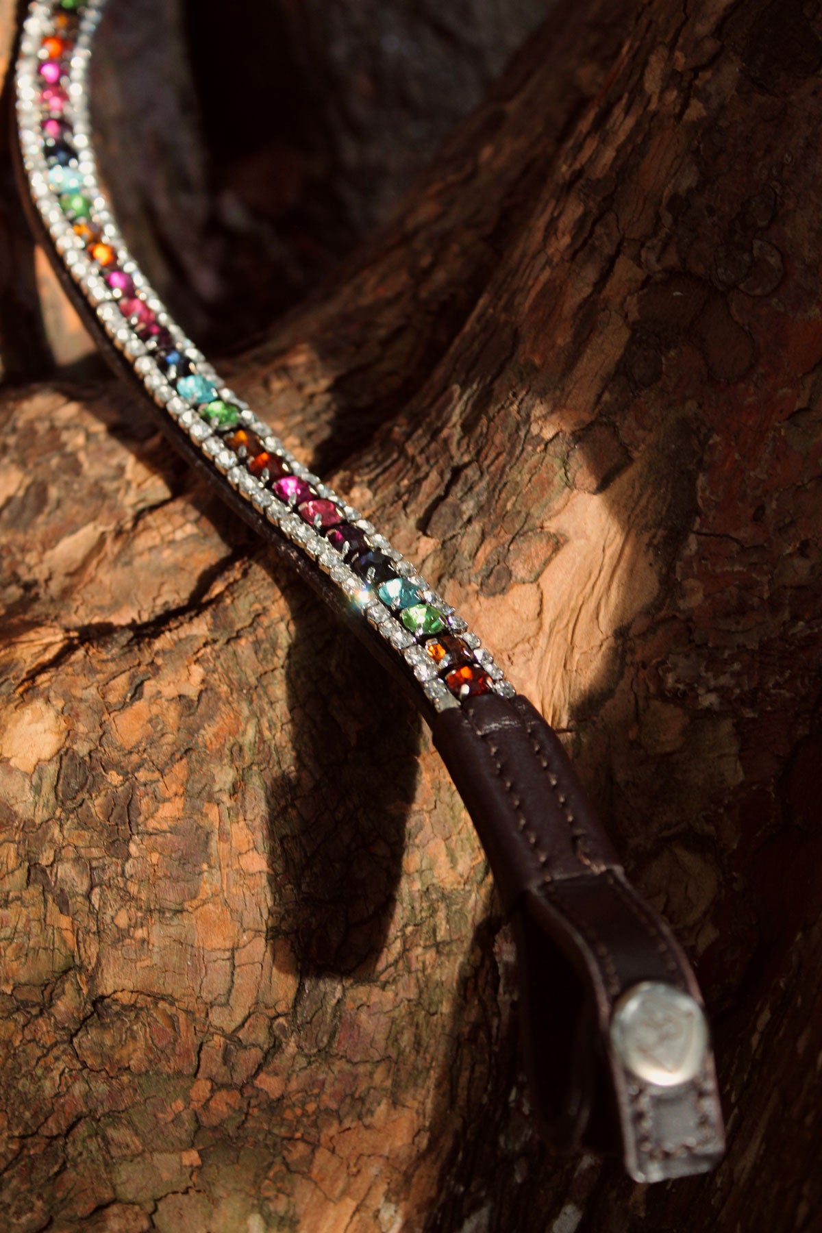 Rainbow Drops Browband in Black or Brown Leather